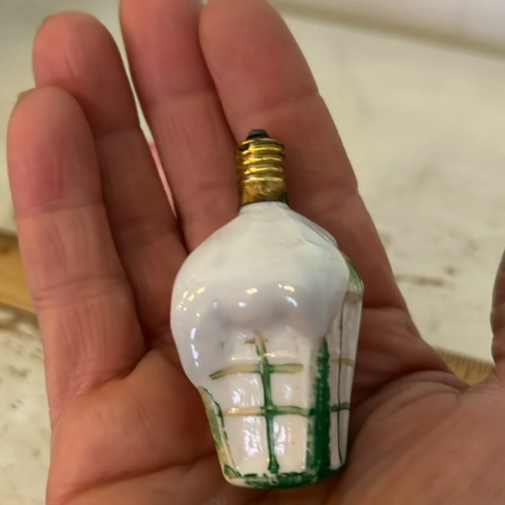 3 Antique figural milk glass Christmas light bulbs